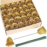 ICBOX Gold Roses,30pcs Sparkle Roses Gold Flowers Artificial Roses with Stems for Crafts Wedding Bouquet Party Home Decor(Gold)