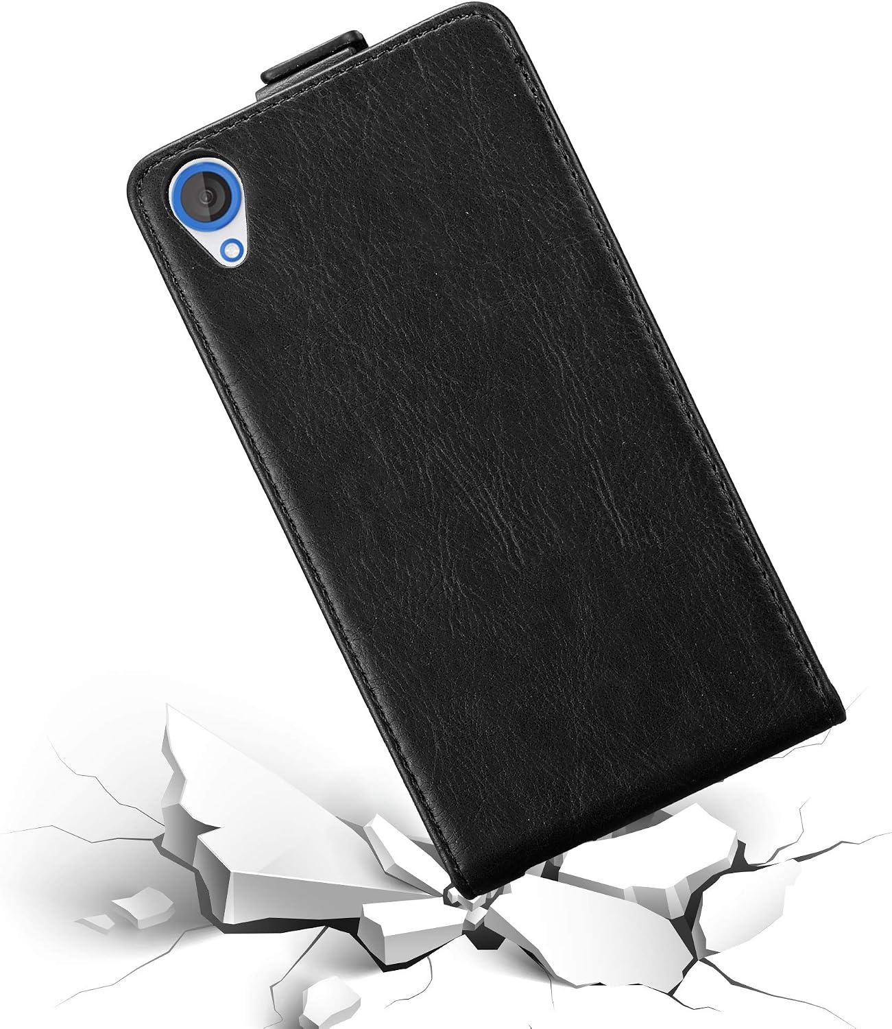 Cadorabo Case works with HTC DESIRE 820 in NIGHT BLACK - Flip Style Case with Magnetic Closure - Wallet Etui Cover Pouch PU Leather Flip - Image 5