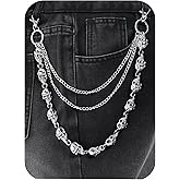 Wallet Chain - Skull Wallet Chains for Men Women Punk Trousers Pants Jean Chain for Biker Rock EMO Chain Belt Goth Accessories