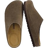 CUSHIONAIRE Lute Genuine Suede Leather Clogs for Women Indoor and Outdoor – Comfortable Slip On Womens Clogs with Cushioned Footbed