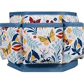 SINGER 360 Rotating Sewing Organizer Caddy, Butterfly Floral Desk Storage | 360-degree rotating desktop organizer with 4 padded compartments and 6 outer pockets; keeps thread, tools and notions handy