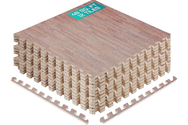 Yes4All EVA Interlocking Foam Floor Tiles, 4.46 m², Dark Oak Wood
