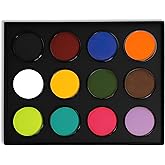 Mehron Makeup Paradise Makeup AQ 12-Color Pro Palette with Deluxe Case | Refillable Face & Body Paint Kit | Water-Activated Kit for Halloween, Cosplay, Theater, SFX & Stage