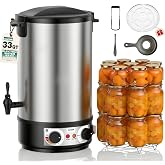 WantJoin Water Bath Canner - 1800W 33QT Stainless Steel Electric Canner, Adjustable Temp (86-212&deg;F) &amp; Timer (30-180min), Makes 11 Quart Jars, Includes Rack, Jar Lifter, Funnel for Home Canning