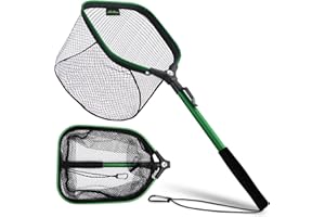 MoiShow Floating Fishing Net Fish Landing Net, Fishing Nets for Fish, Kayak Fishing Net with Third-gen Upgrade Locking Switch - Lightweight Rubber Coated Fish Net for Easy Catch & Release