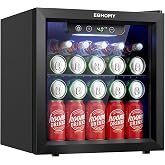 EUHOMY 48 Can Mini Fridge, 1.3 Cu.ft Beverage Refrigerator with Glass Door | 40&deg;F to 61&deg;F, Compressor Cooling, Digital Temperature Control, Adjustable Shelves, 38 dB, LED Light, Home Office Bar Use