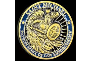 CYOUNG Saint Michael Law Enforcement Challenge Coin Protective Patron Saint Commemorative Coin with Inspirational Engraved Prayer, Ideal for Police Officers and Military Personnel