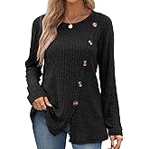 Buauty Womens Long Sleeve Sweaters Round Neck Side Split Tunic Tops for Womens Fall Fashion Sweaters Trendy 2025