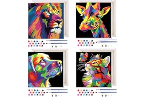 MAXBYE 4 Pack Paint by Numbers Kids with Wooden Frame, Colorful Animal Kids Paint by Number Ages 8-12, Easy Peinture a Numero