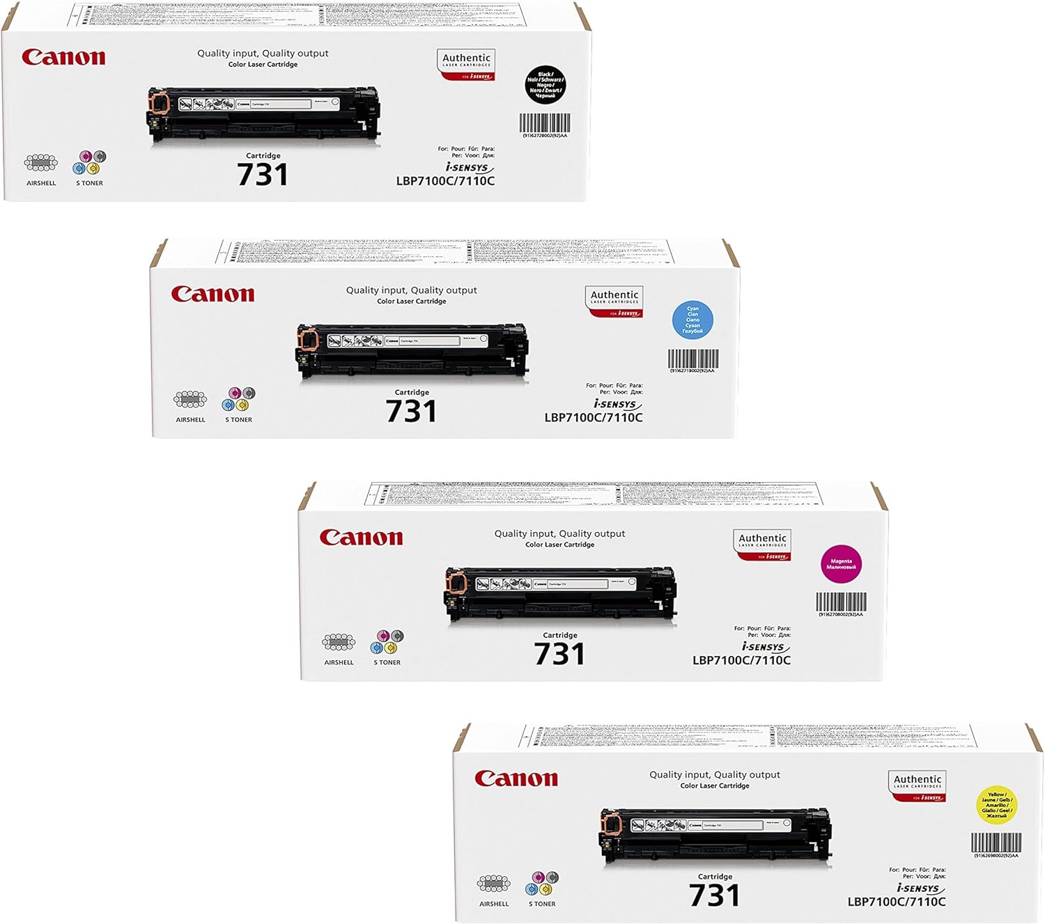 Canon Original Toner 731-Serie 4er Set schwarz, cyan, magenta, gelb ...