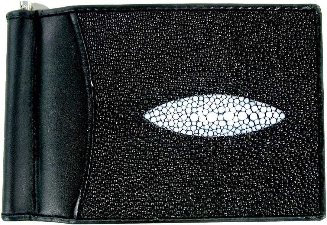 Genuine Stingray Leather Money Clip with Single Pearl Motif