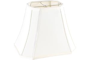 GO&SO Square Cut Corner Lampshade Spider, 8x14x11 Inch Medium Beige Cream Table Lamp Shade,Natural Fabric Easy Assembly (Single), Modern Lamp shade for Floor Lamps Replac Bedroom Lamp Decor