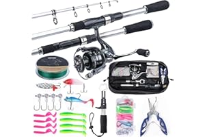 Goture Travel Fishing Rod Combo, Telescopic Rod and Reel Combo, Carbon Fiber Fishing Pole Spinning Reel Kit with Carrier Bag 