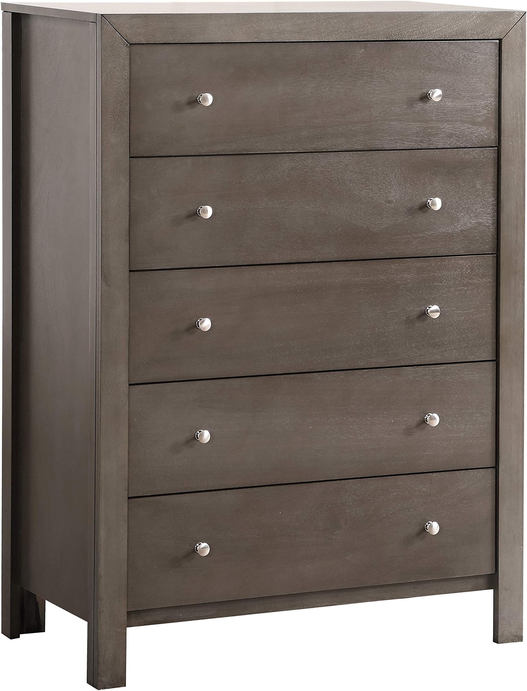 Glory Furniture Burlington 5 Drawer Chest in Gray