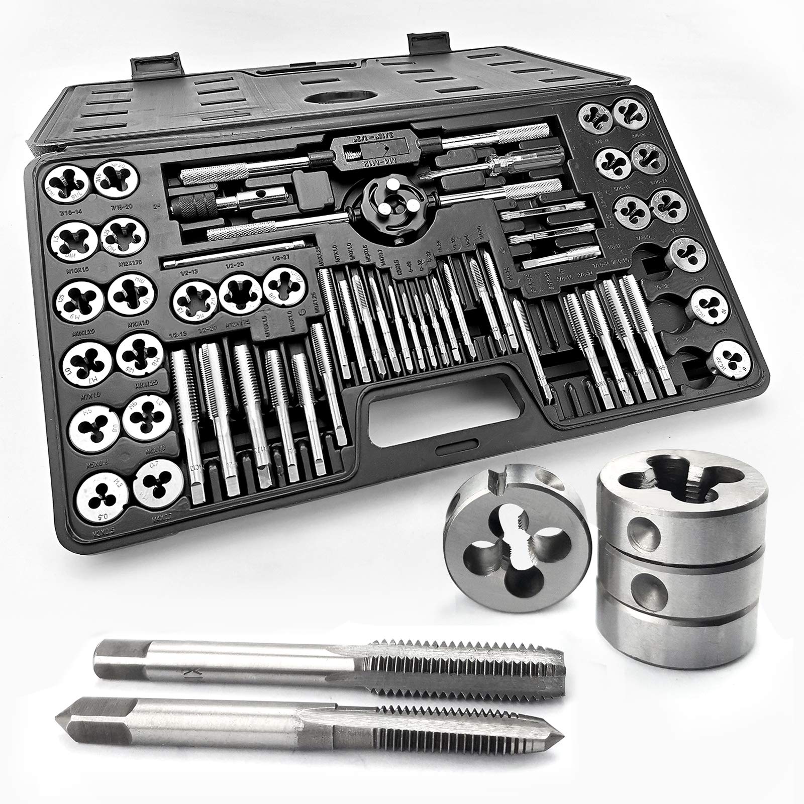 Buy AZUNO 60Piece Metric&SAE Tap and Die Set, GCr15 Bearing Steel with