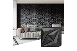 AMZDEPOT 3D Wall Panels for Interior Wall Decor, 3 Layout Options PVC Textured Wall Art Decor for Living Room Bedroom TV Background Gaming Room, 12''x12'', 20 Pcs Black