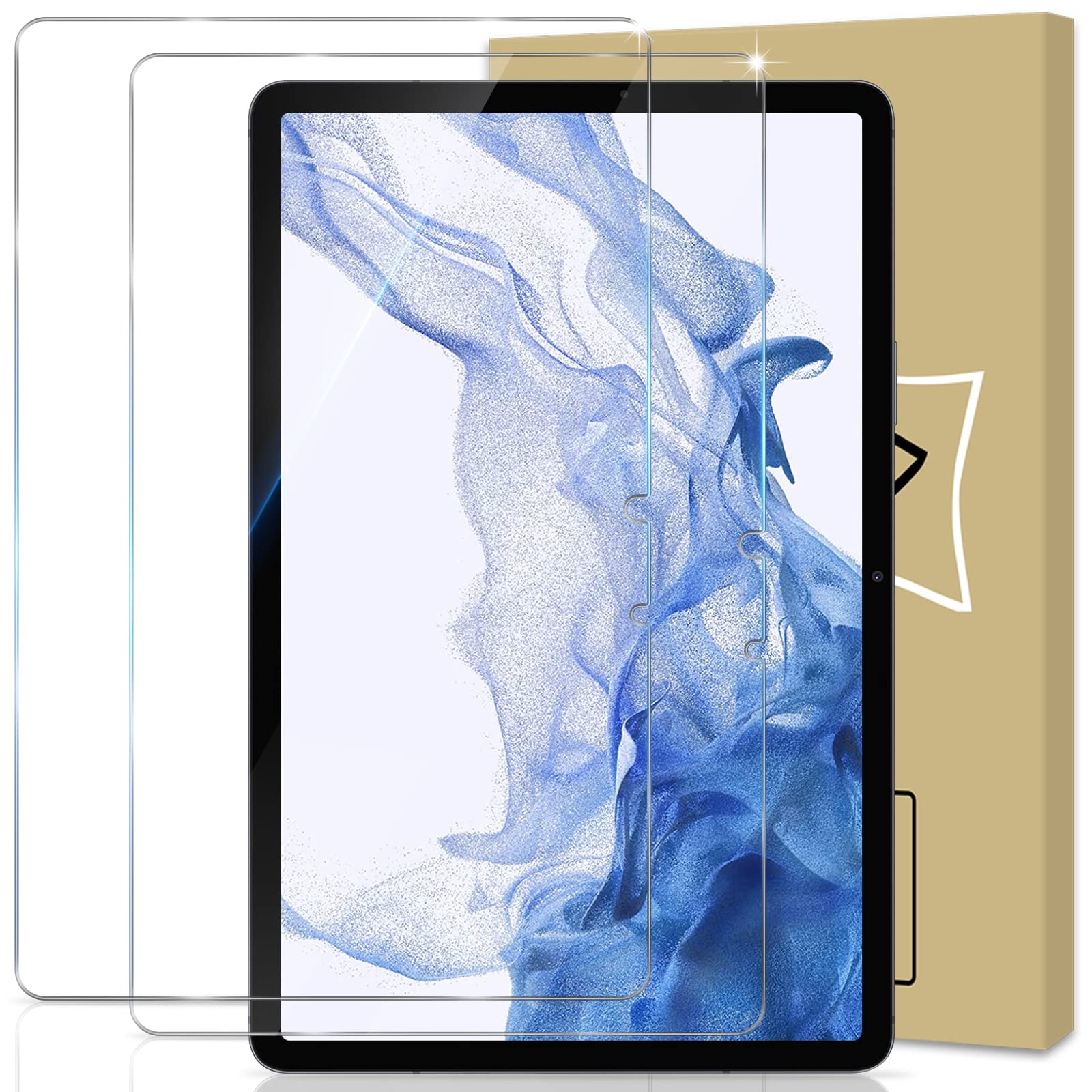 GiiYoon-2 PACK Screen Protector for Samsung Galaxy Tab S8 /S7 11 inch Tempered Glass Film [HD Crystal Clear] [Easy Installation] [Scratch Resistant] [9H Hardness]