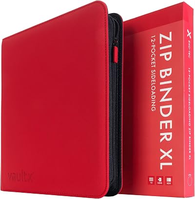 Vault X 12 XL Pocket Trading Card Zip Binder Red 624 Cards 26 Pages