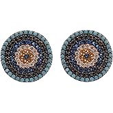 Evil Eye Special Design Turkish Jewelry Handmade 925 Sterling Silver Round Cut Turquoise Sapphire Citrine White Topaz Rose Gold Stud Earrings