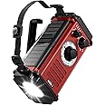 10000wAh/37000mWh Emergency Hand Crank Radio, Solar AM FM NOAA Weather Radio, 5 Charging Methods, Torch & LED Reading Light, SOS Alarm for Winter Storm Emergency, Red