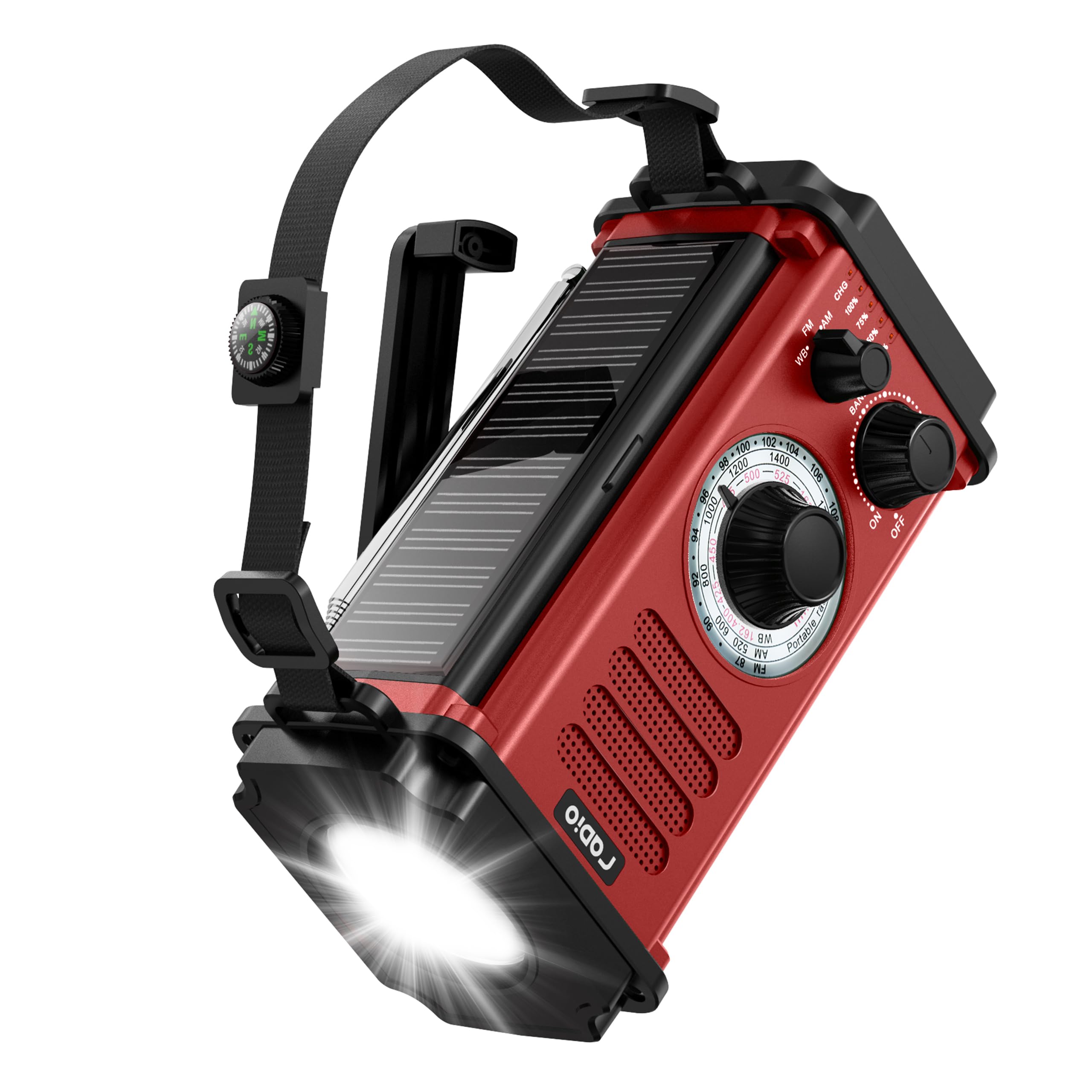 10000wAh/37000mWh Emergency Hand Crank Radio, Solar AM FM NOAA Weather Radio, 5 Charging Methods, Torch & LED Reading Light, SOS Alarm for Winter Storm Emergency, Red Image