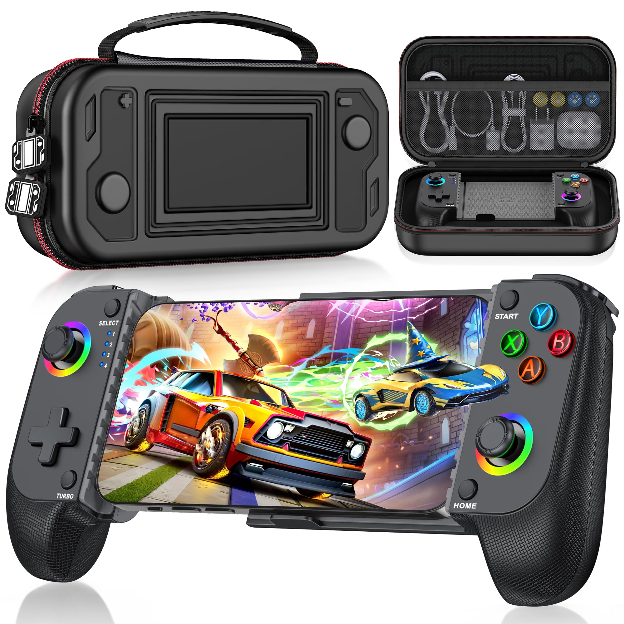 Wireless Phone Controller with Carrying Case for iPhone/Android, Mobile Gaming Controller with Hall Joystick Support Xbox Game Pass, Steam Link, GeForce Now, Call of Duty, Cloud Gamepad for iOS