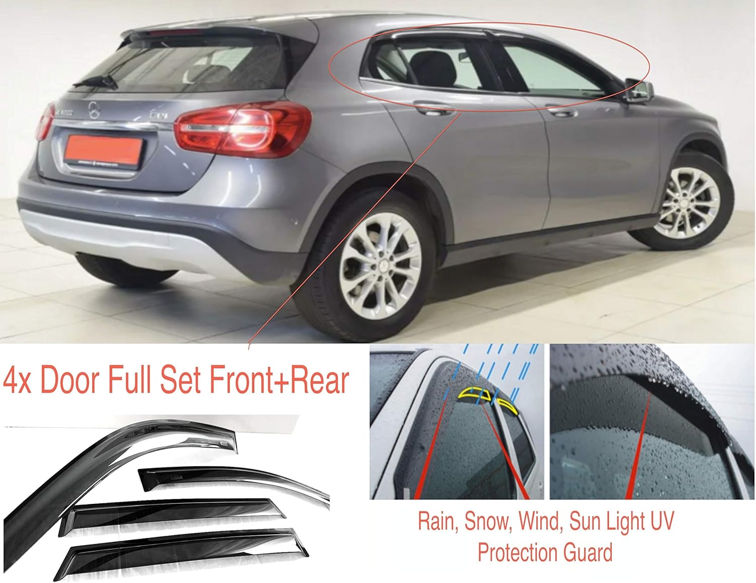 AC WOW 4x Wind Deflectors Compatible with Mercedes Benz GLA Class X156