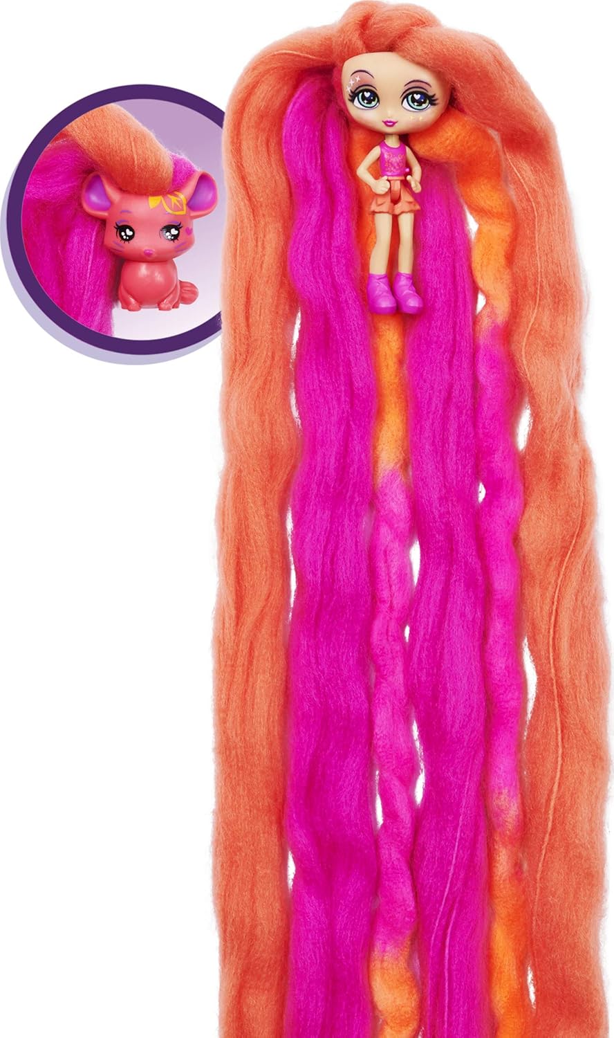 Candylocks 2-Pack, Posie Peach 75-cm Scented Collectible Doll and Pet with Accessories (Styles Vary), Grey - Image 4