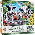 MasterPieces - 300 Piece Jigsaw Puzzle, Large EZ Grip Shapes, Moo Love, Fun for Adults, Seniors, Family, Kids, Matte Finish, 18"x24
