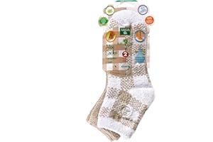 Earth Therapeutics Aloe Vera Socks – Infused with Natural Aloe Vera & Vitamin E – Helps Dry Feet, Cracked Heels, Calluses, Dead Skin – Use with Your Favorite Lotions – Tan Plaid (2 Pairs)