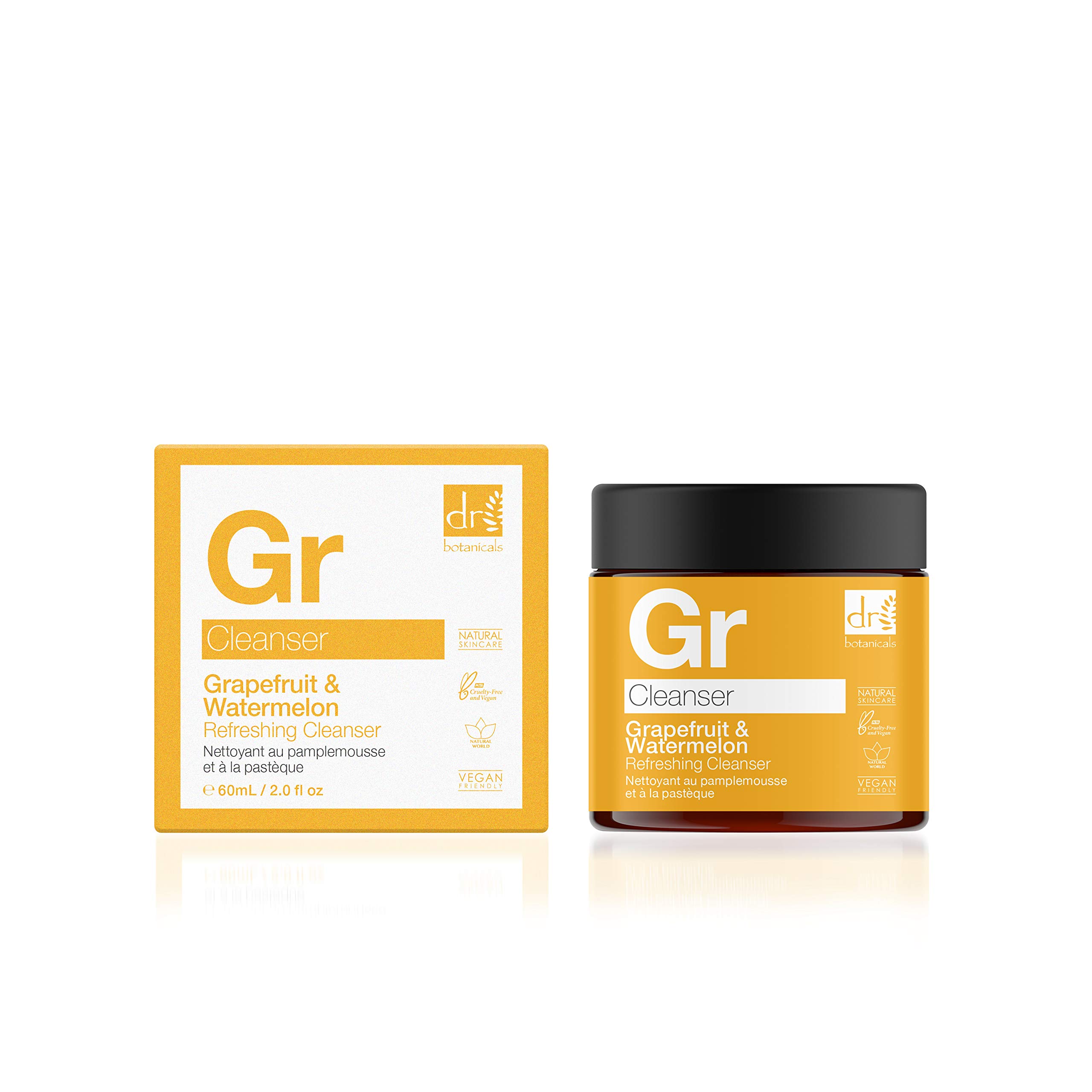 Dr Botanicals Natural Vegan Superfood Facial with Vitamins Watermelon. Balances excess oil gives smooth brighter fresher looking skin 60ml, Orange, Cleanser (Grapefruit & Watermelon)