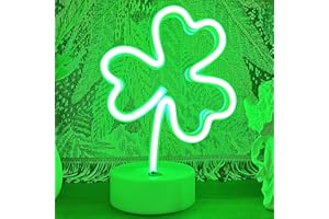 VIFULIN Clover Neon Sign Shamrock Neon Light Signs for Bedroom Classroom Clover Decor, USB/Battery Powered Neon Sign LED Signs for Bedroom Neon Desk LED Lamp Clover Neon Lights for St. Patrick's Decor