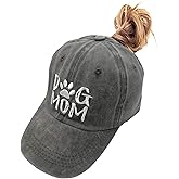 MANMESH HATT Dog Mom Ponytail Baseball Cap Messy Bun Vintage Washed Distressed Twill Plain Hat for Women