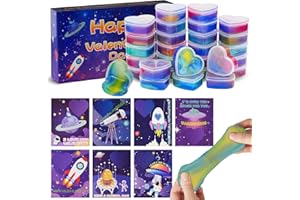 Onory 28 Pack Valentines Day Gifts for Kids, Heart Shaped Galaxy Slime with Greeting Cards Stress Relief Fidget Set for Kids, Valentine's Day School Prize Party Favor, Classroom Exchange Gift Set