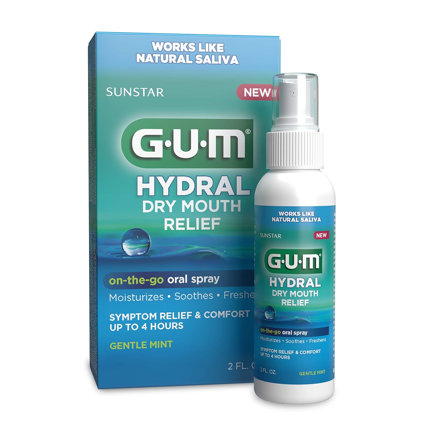 GUM - 1800R Hydral Oral Spray, Alcohol-Free Gentle Mint Spray for On-The-Go Dry Mouth Relief, 2 oz: Industrial & Scientific