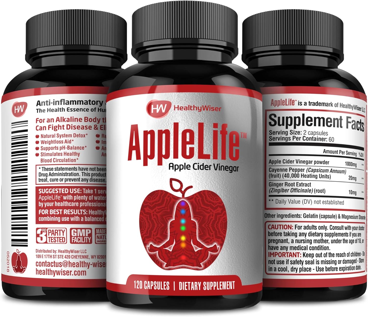 Apple Cider Vinegar Capsules 1000mg 100 Natural NonGMO ACV Diet Pills, Detox, Cleanser with