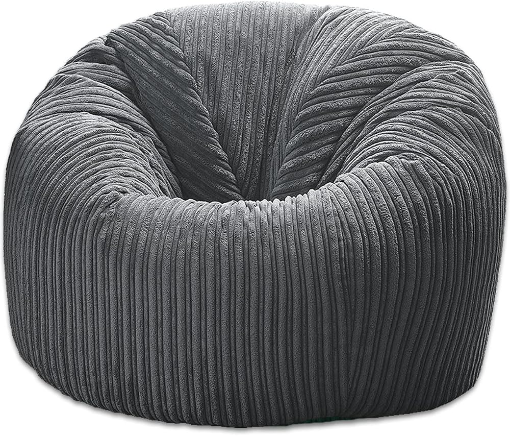 Beautiful Beanbags Childrens Jumbo Cord Beanbag Chair Grey Ready Filled