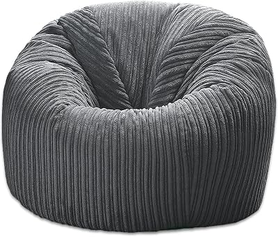 Beautiful Beanbags Childrens Jumbo Cord Beanbag Chair Grey Ready Filled