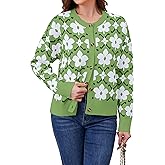 Anoumcy Floral Cardigan Sweaters for Women Lightweight Button Up Flower Printed Pattern Cardigans Fall Knit Sweater Tops