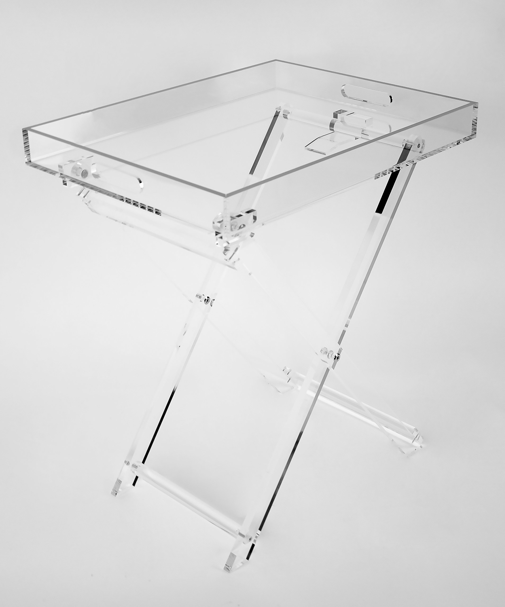Acrylic Tray Table Silver Rim 802299245670 eBay