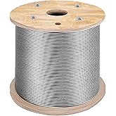 VEVOR 1/8" Stainless Steel Cable 1000FT, T316 1x19 Tighter Core Cable Railing System Wire Rope Aircraft Deck Railing Kit Fence Wire