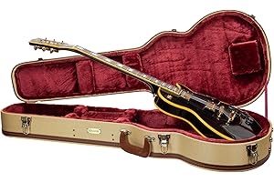 Crossrock Master Series - Wooden Les Paul Electric Guitar Case - Security Lock, Genuine Leather Handle, Reinforced Hardware, 