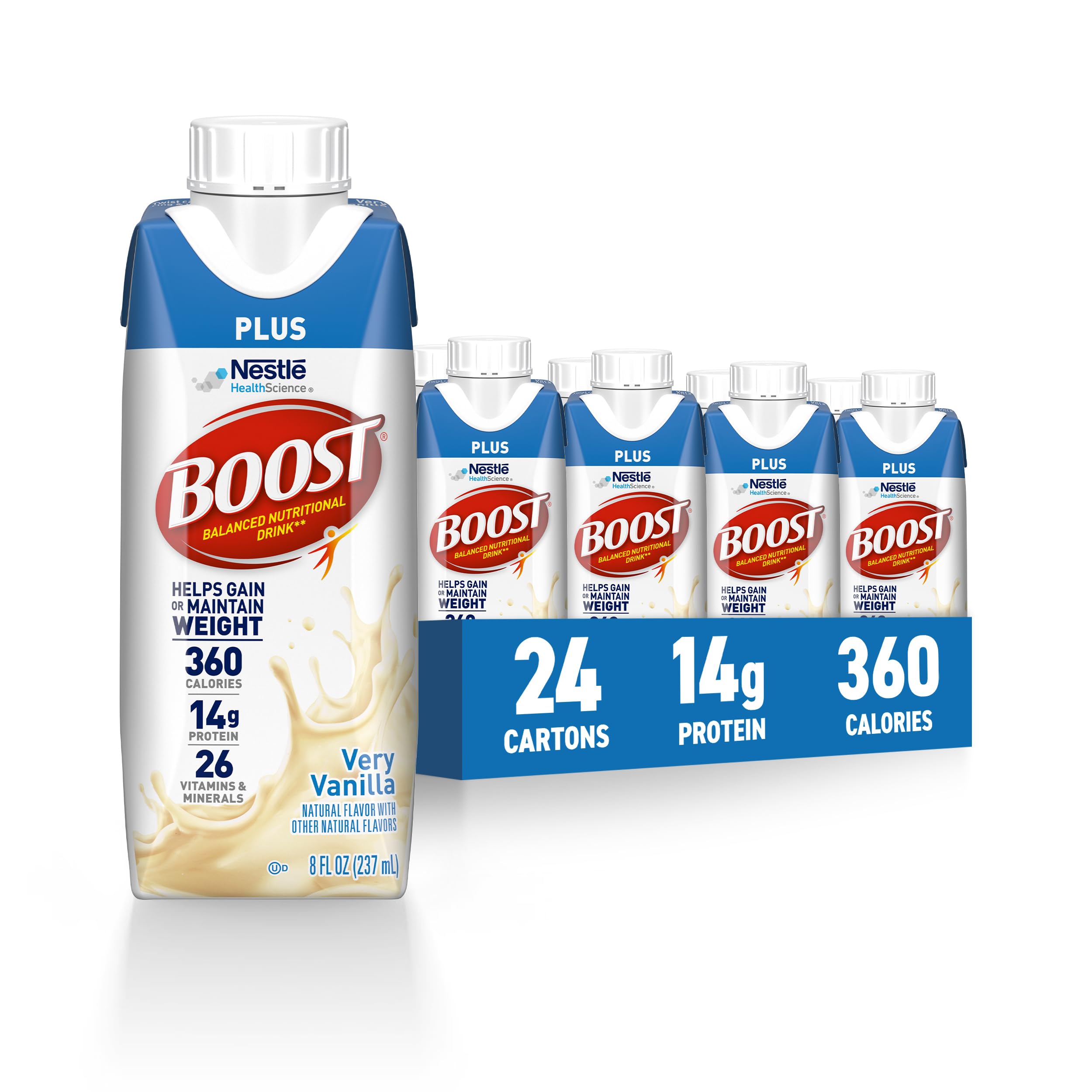 BOOST Plus Nutritional Drink, Very Vanilla, 8 fl oz (Pack of 24) Image