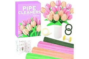 300 Pieces Pipe Cleaners, Pipe Cleaners Craft Supplies, Flower Making Kit with Floral Wires Tape, Pipe Cleaners Flower Bouque