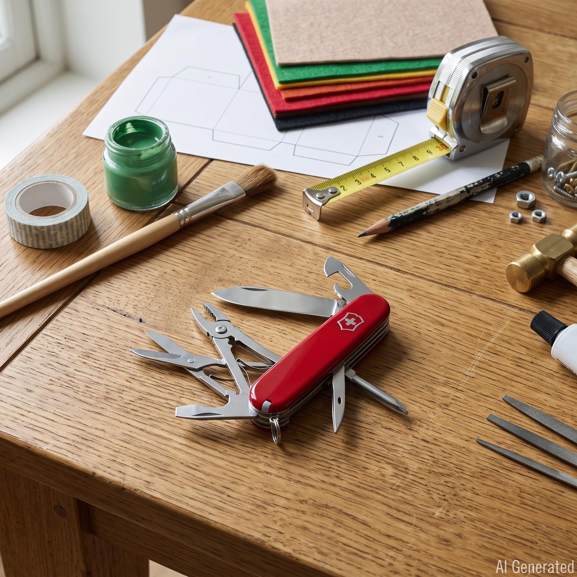 Victorinox Schweizer Taschenmesser, Camper, Swiss Army Knife, Multitool, 13 Funktionen, Klinge, Korkenzieher, Dosenöffner, Rot, Faltschachtel 2