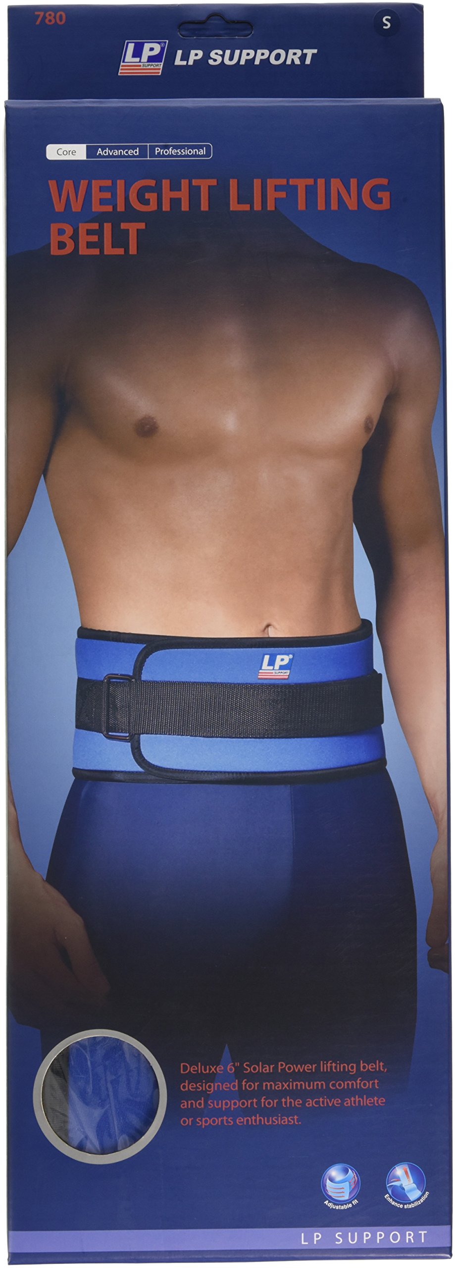 LP Men's Deluxe Solar Power Weight Lifting Belt - Blue/White/Black, Small