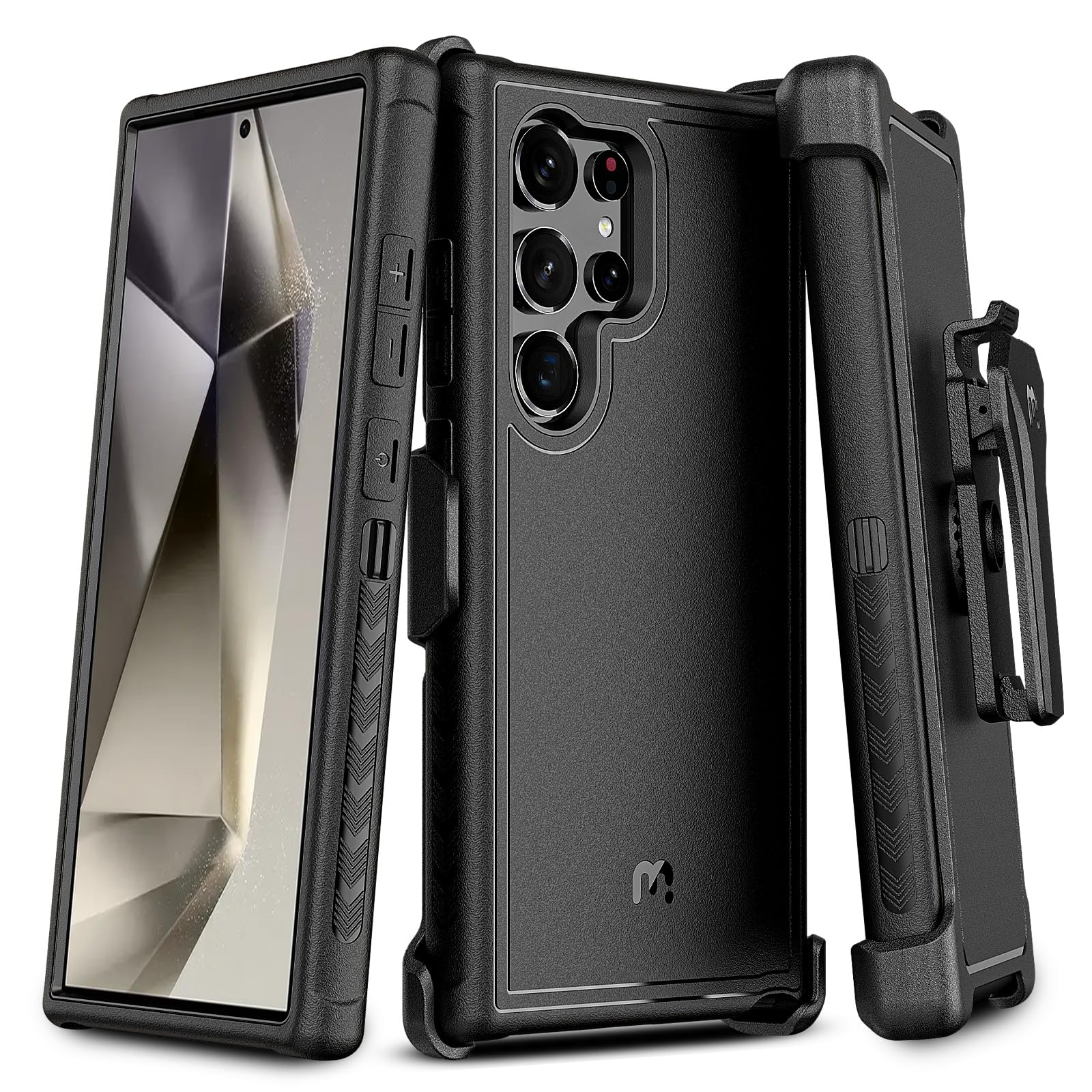Photo 1 of M MYBAT Pro Maverick Series for Samsung Galaxy S24 Ultra Case with Belt Clip Holster, 6.8 inch, Heavy Duty Military Grade Drop Protective Case with 360° Rotating Stand (No Screen Protector) Black