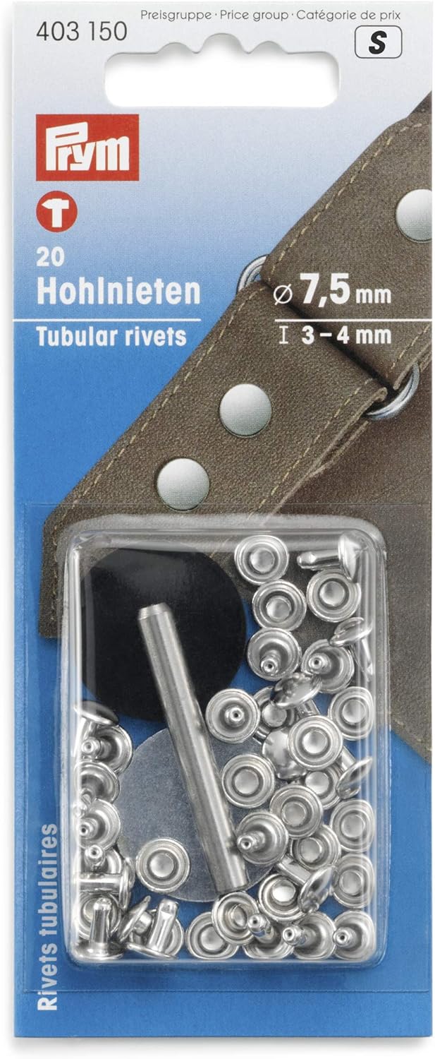 Prym - Prym Silver (3 - 4mm) Tubular Rivets - 1 Count, 14 x 5.8 x 1.8 cm