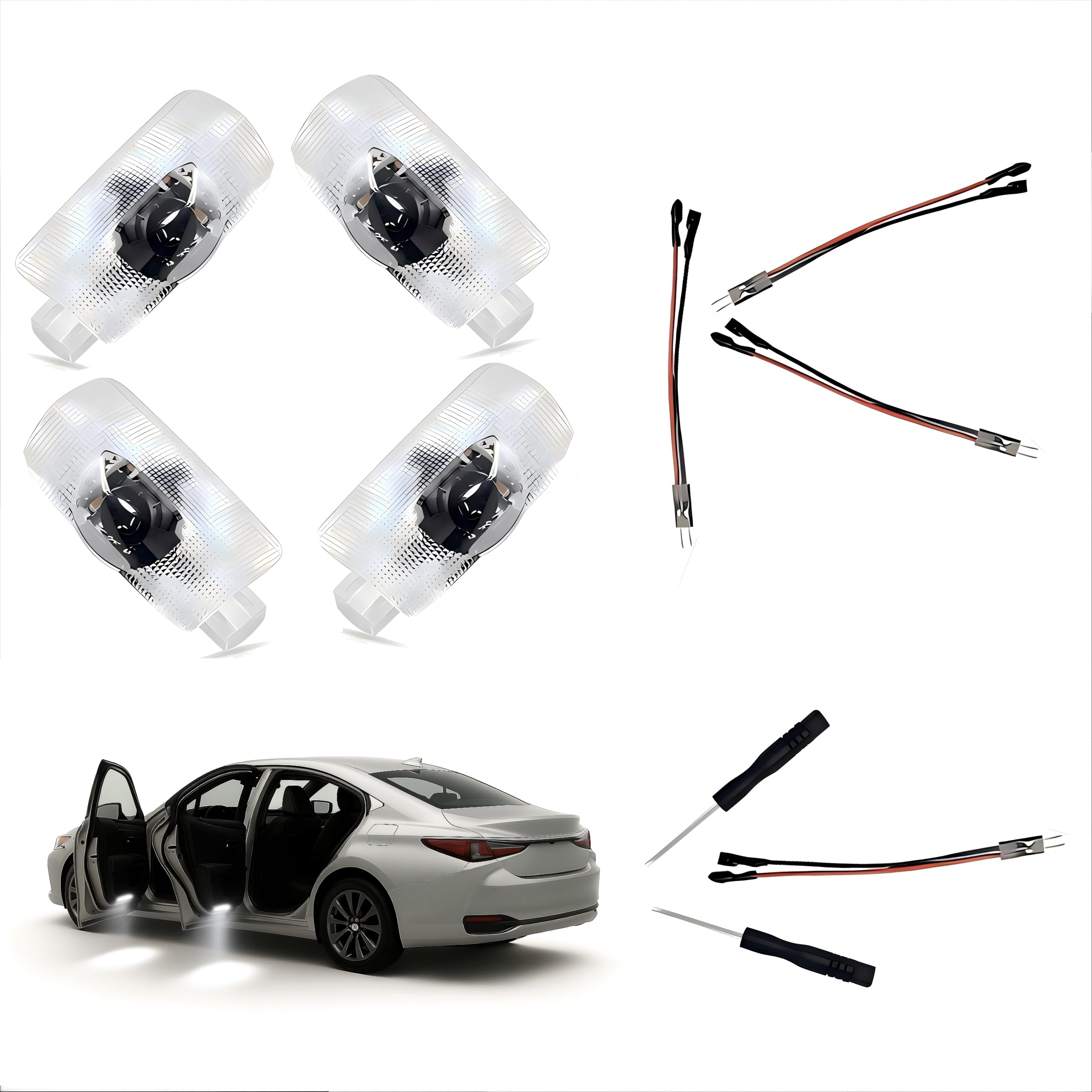 Photo 1 of 4Pcs Car Door Logo Projector Lights Compatible with IS/ES/LS/GS/GX/LX/RX/RC/UX200 (2006–2025) – HD LED Ghost Shadow Welcome Light, Plug & Play OEM Courtesy Replacement, Never Fade, Ultra Bright
