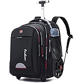 GUANGJUYUAN Rolling Backpack for Adults, 22 Inch Backpack with Wheels for Business, College Student and Travel Commuter, Waterproof Wheeled Backpack (black)